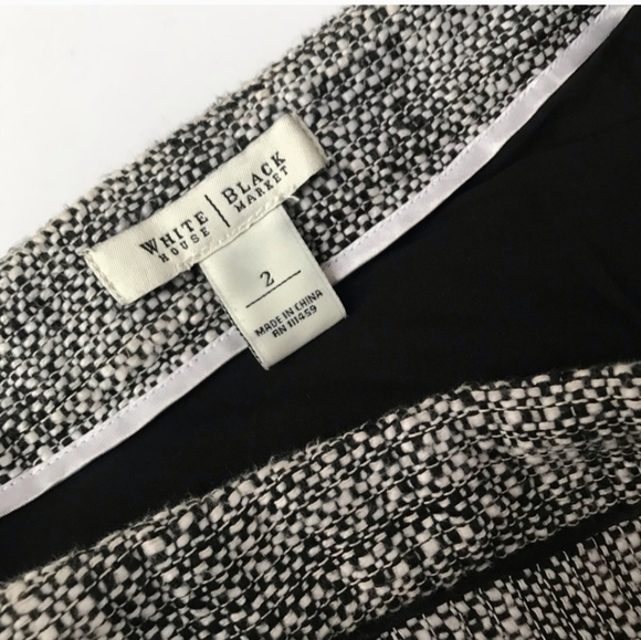 White House Black Market WHBM Cotton Pencil Mini Skirt Size 2 Black White - Picture 5 of 6